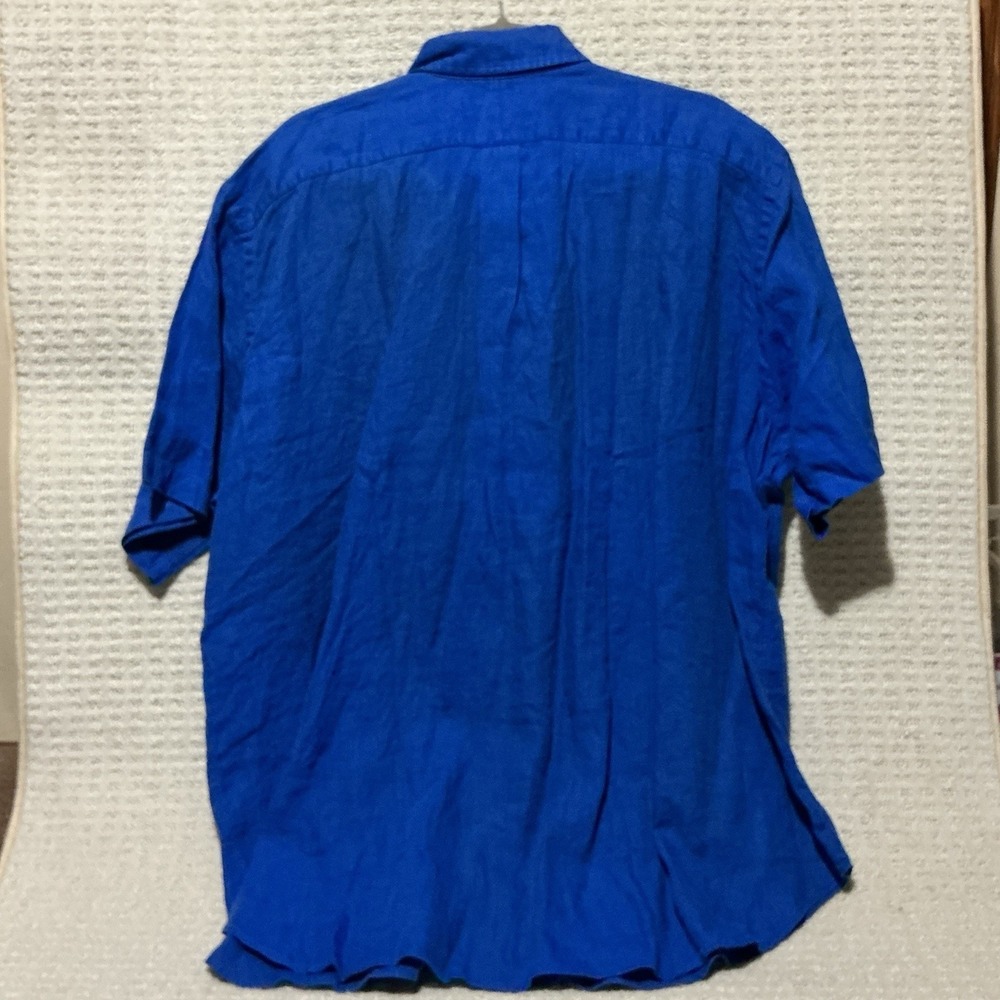 Ralph Lauren Linen Shirt Mens 2XB Big Blue Short Sleeve Button Down Slim Fit NWT - Picture 3 of 8